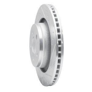 Jeep Liberty Brake Rotor (1) - Front Right - R1 Concepts - Drilled & Slotted - Silver - `11-`12